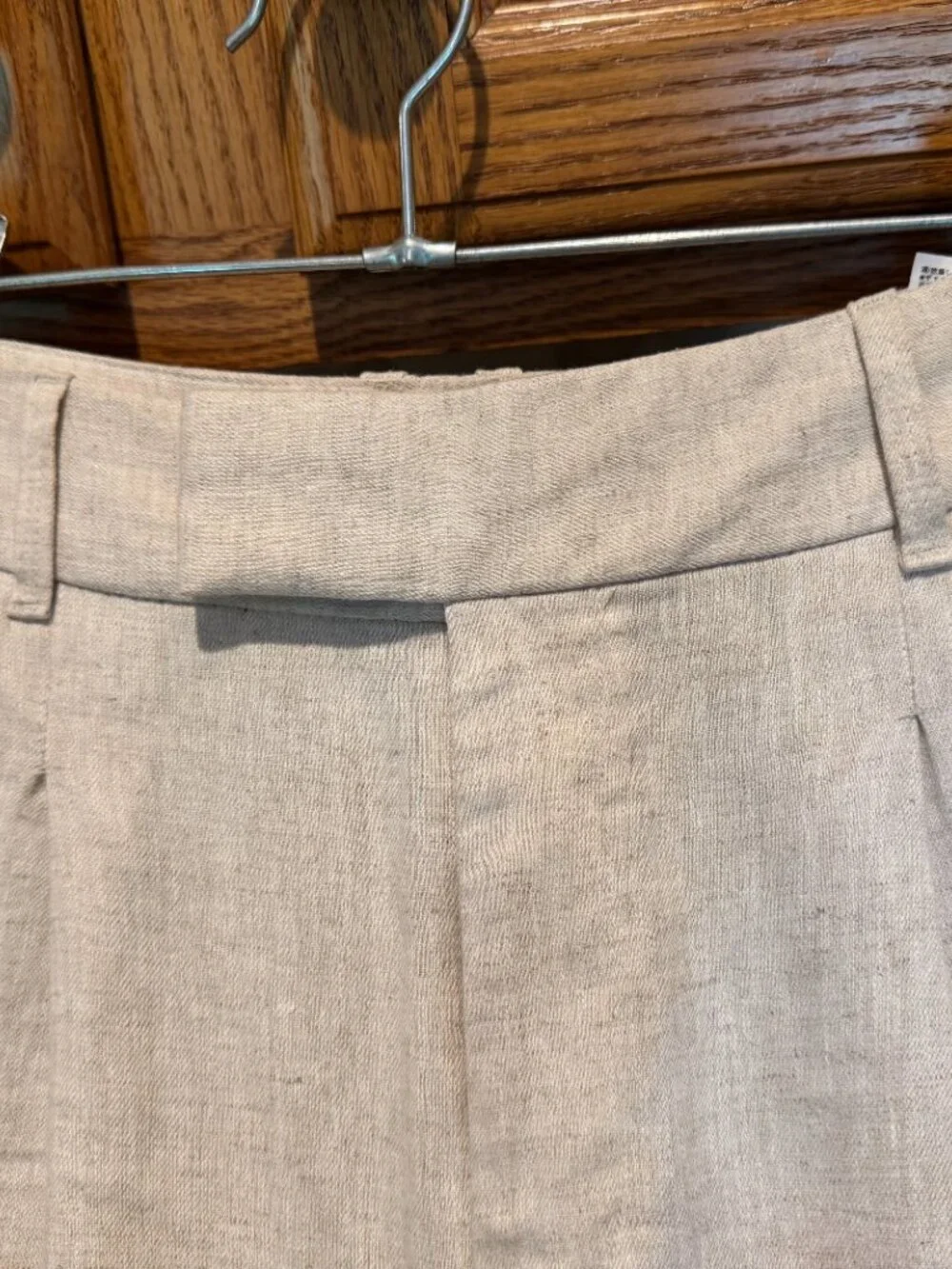 Women's Banana Republic Beige Linen Blend Wide Leg Pleated Trouser Pants Size 2